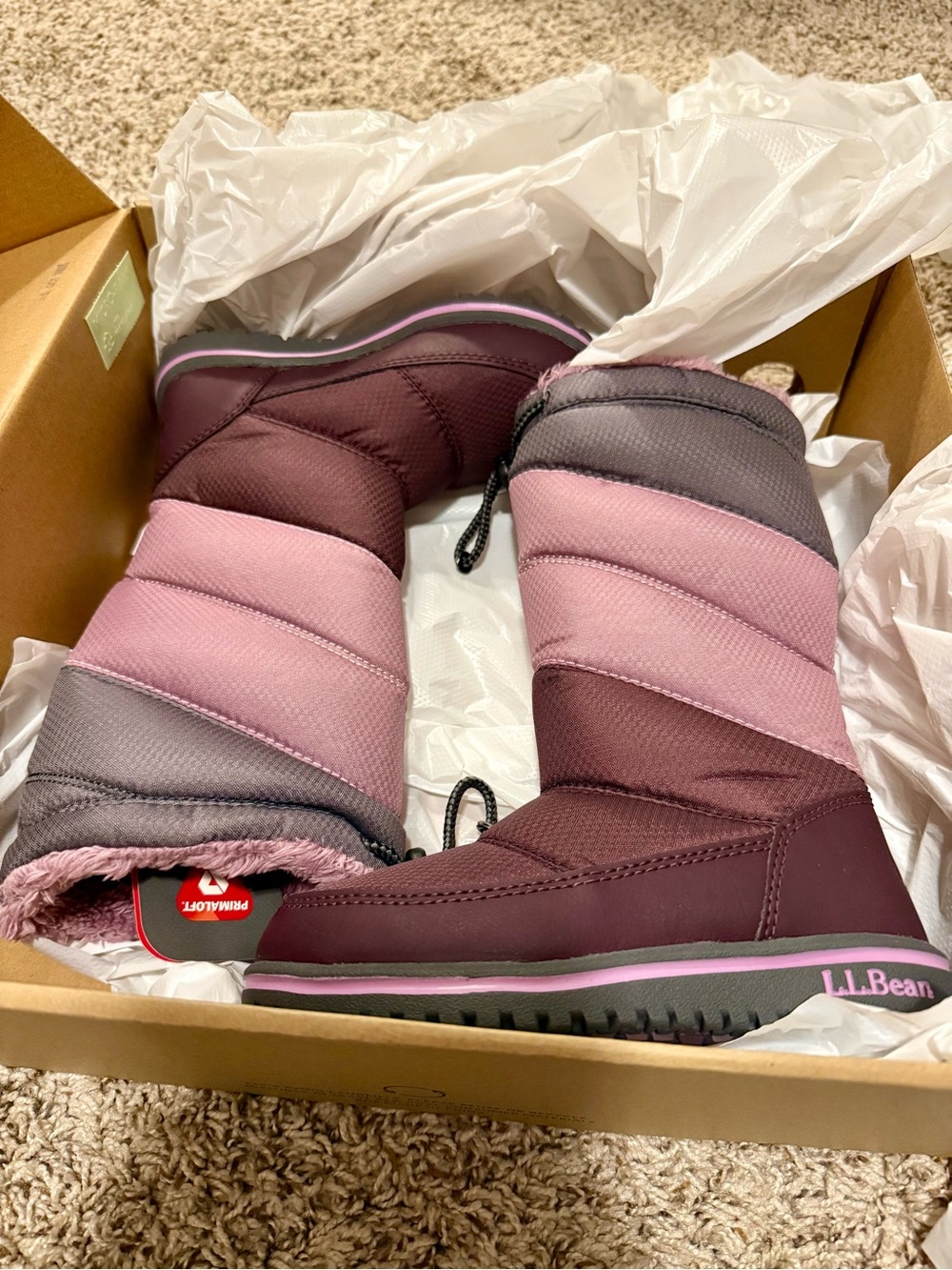 L.L. Bean Girl's Pink & Plum Insulated Snow Boots. Size 11.